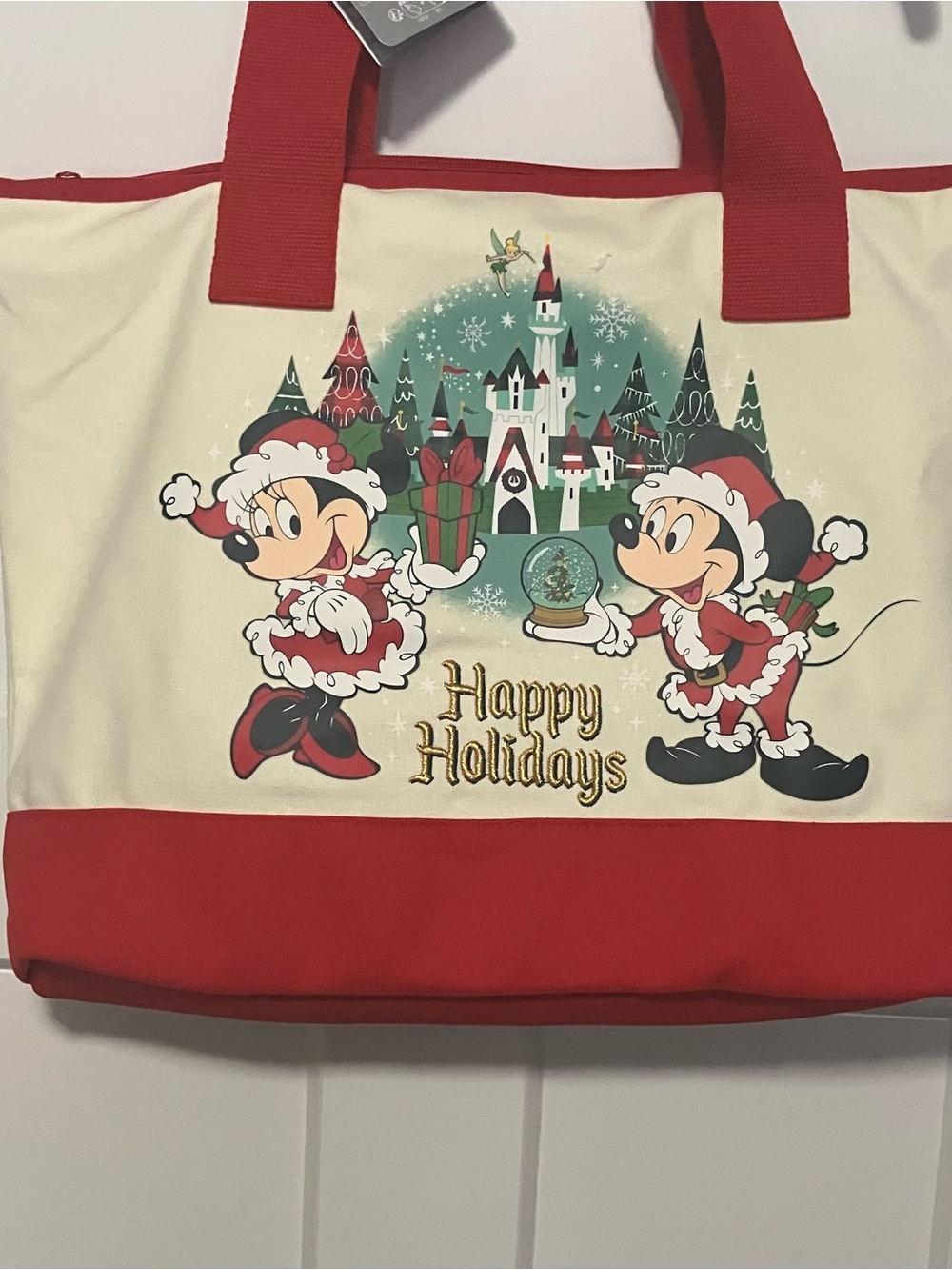 Disney Holiday Tote Bag - Red, Cream, Green, Gold